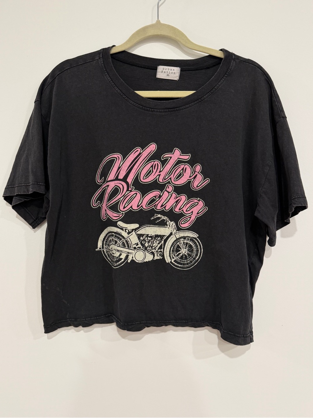 Urban Nation Motor Racing Motorcycle Graphic Crop Tee XL